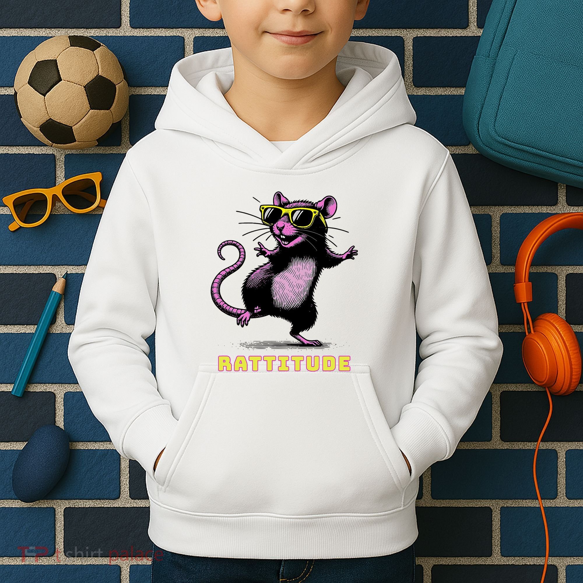 Funny Rat Meme Rattitude Rat Sunglasses Dancing Kids Hoodie