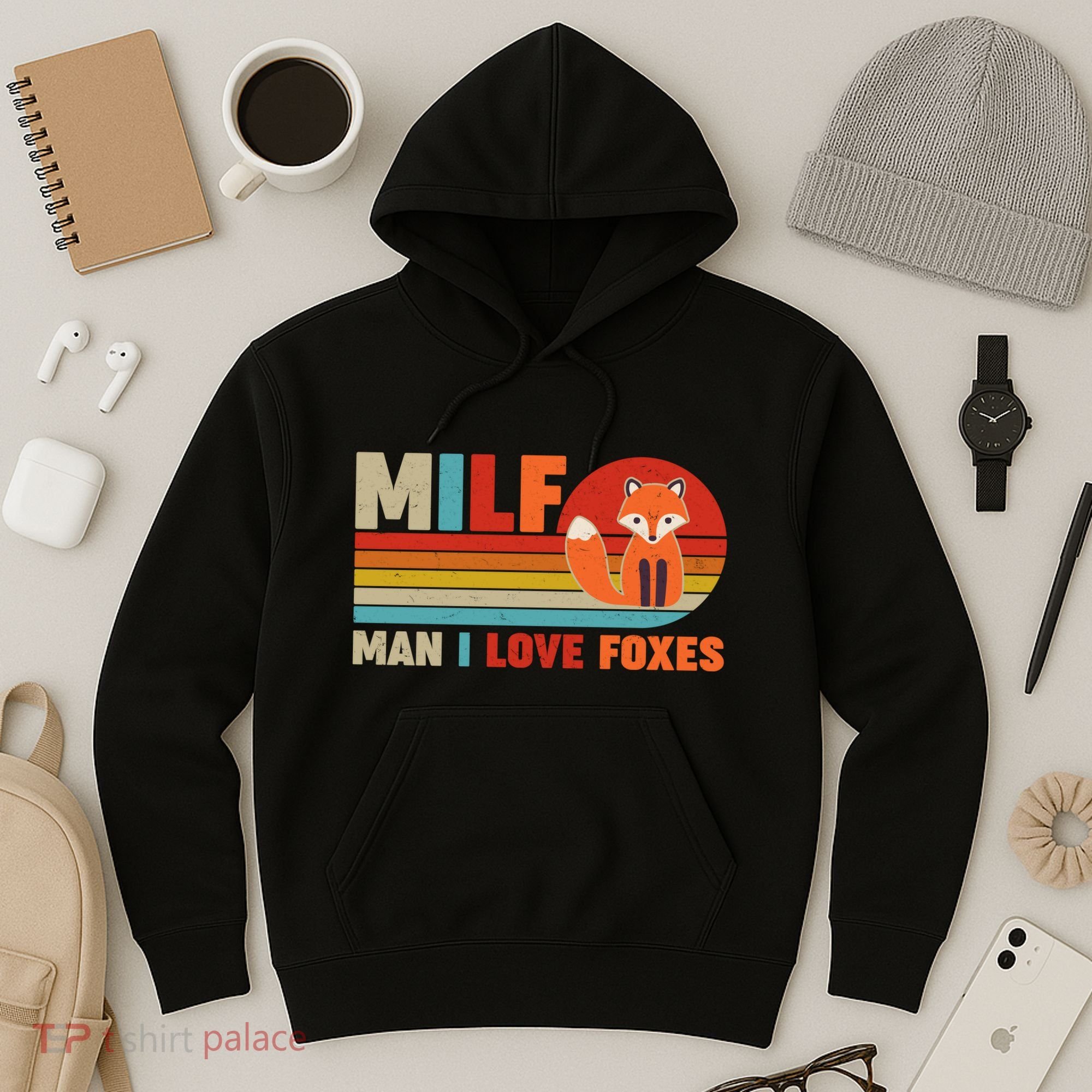 Funny Retro MILF Man I Love Foxes Hoodie