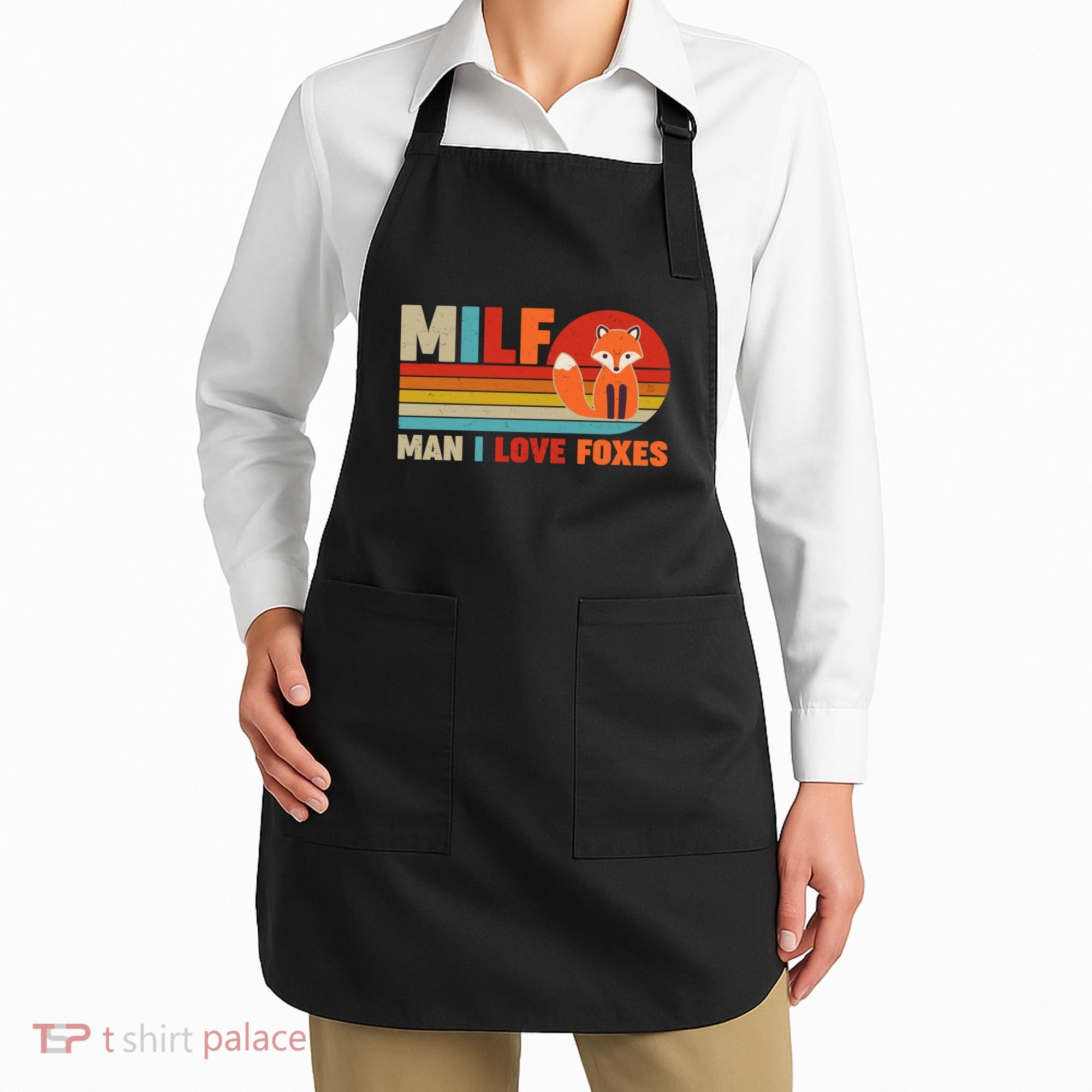 Funny Retro MILF Man I Love Foxes Apron
