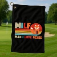 Funny Retro MILF Man I Love Foxes Golf Towel thumb 1