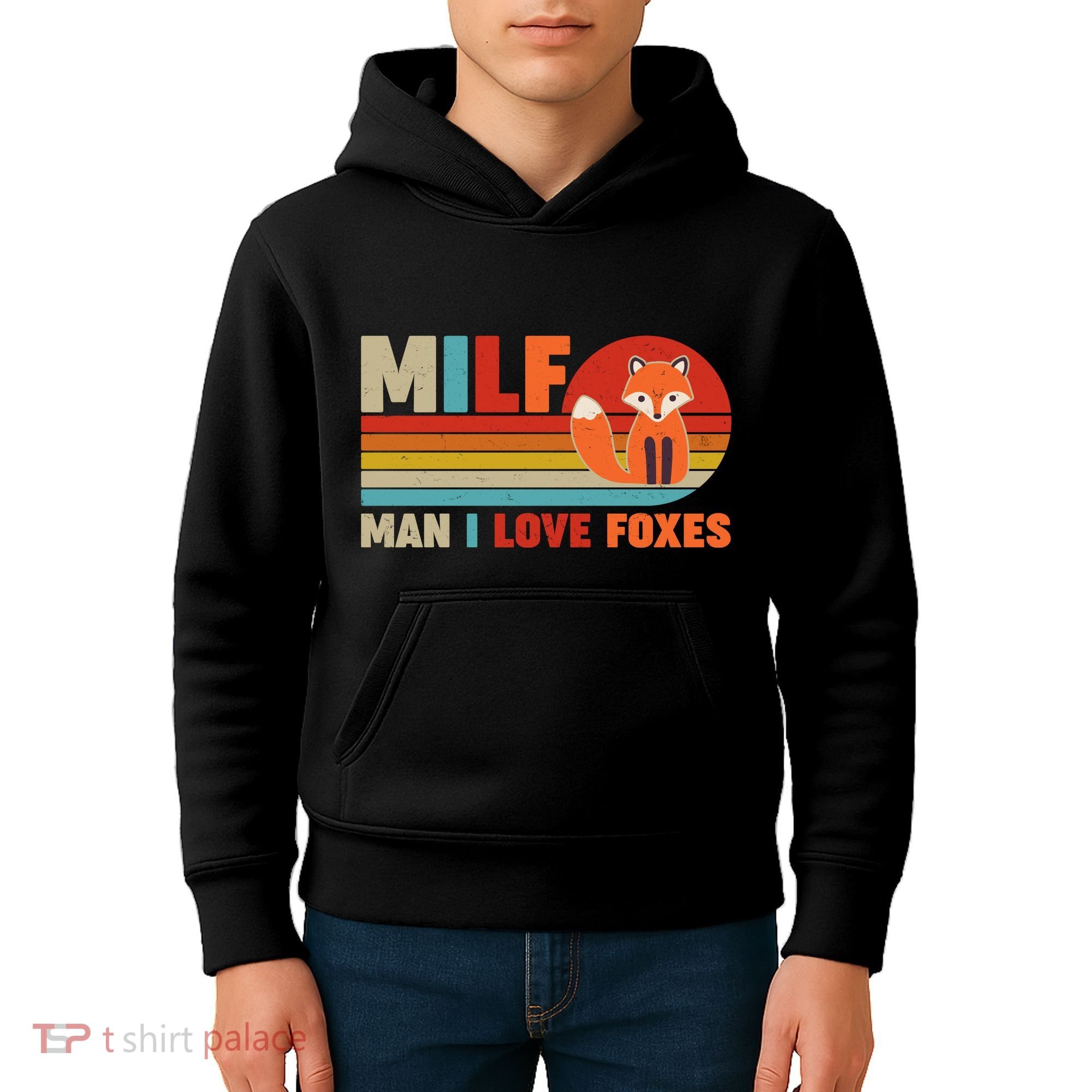 Funny Retro MILF Man I Love Foxes Kids Hoodie