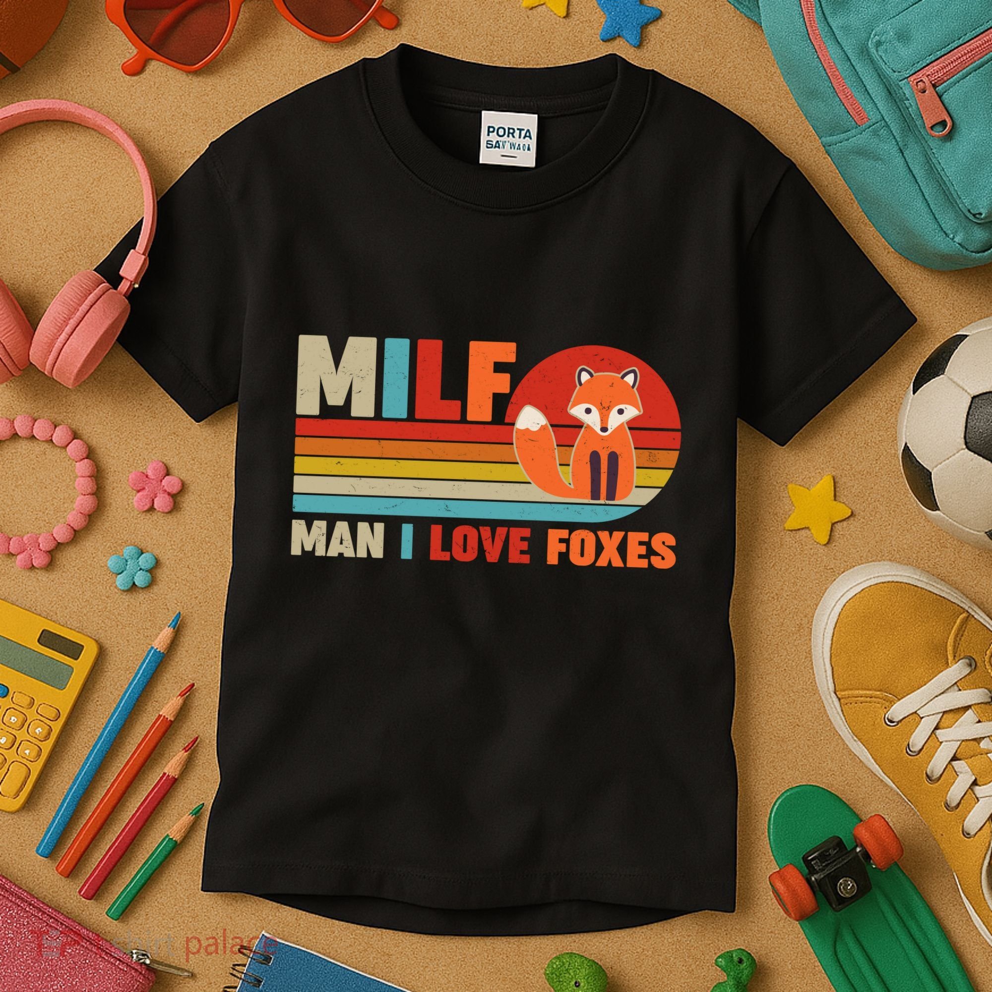 Funny Retro MILF Man I Love Foxes Kids T-Shirt
