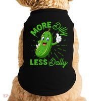 Funny Retro More Dilly Less Dally Pickle Doggie Tank thumb 0