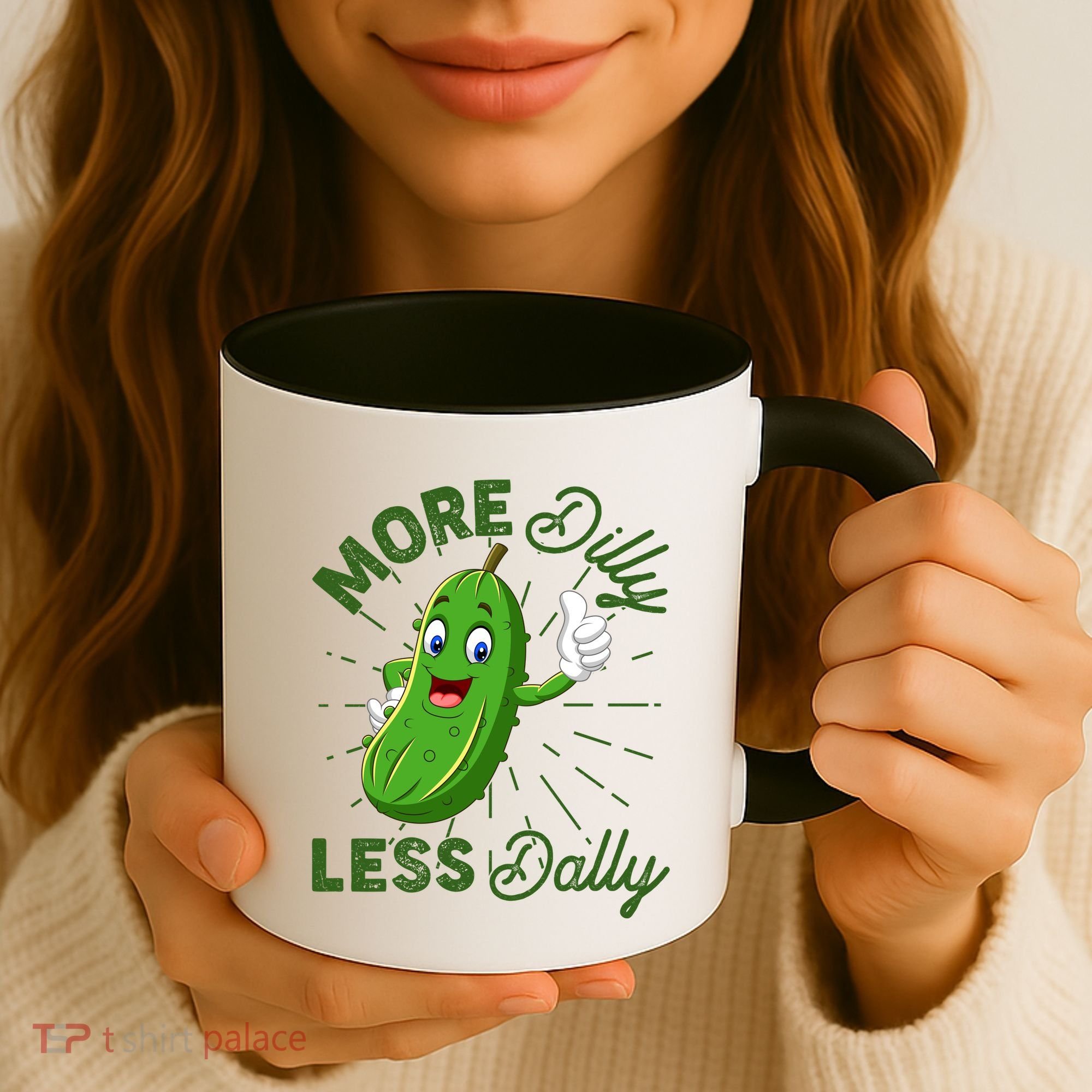 Funny Retro More Dilly Less Dally Pickle Coffee Mug