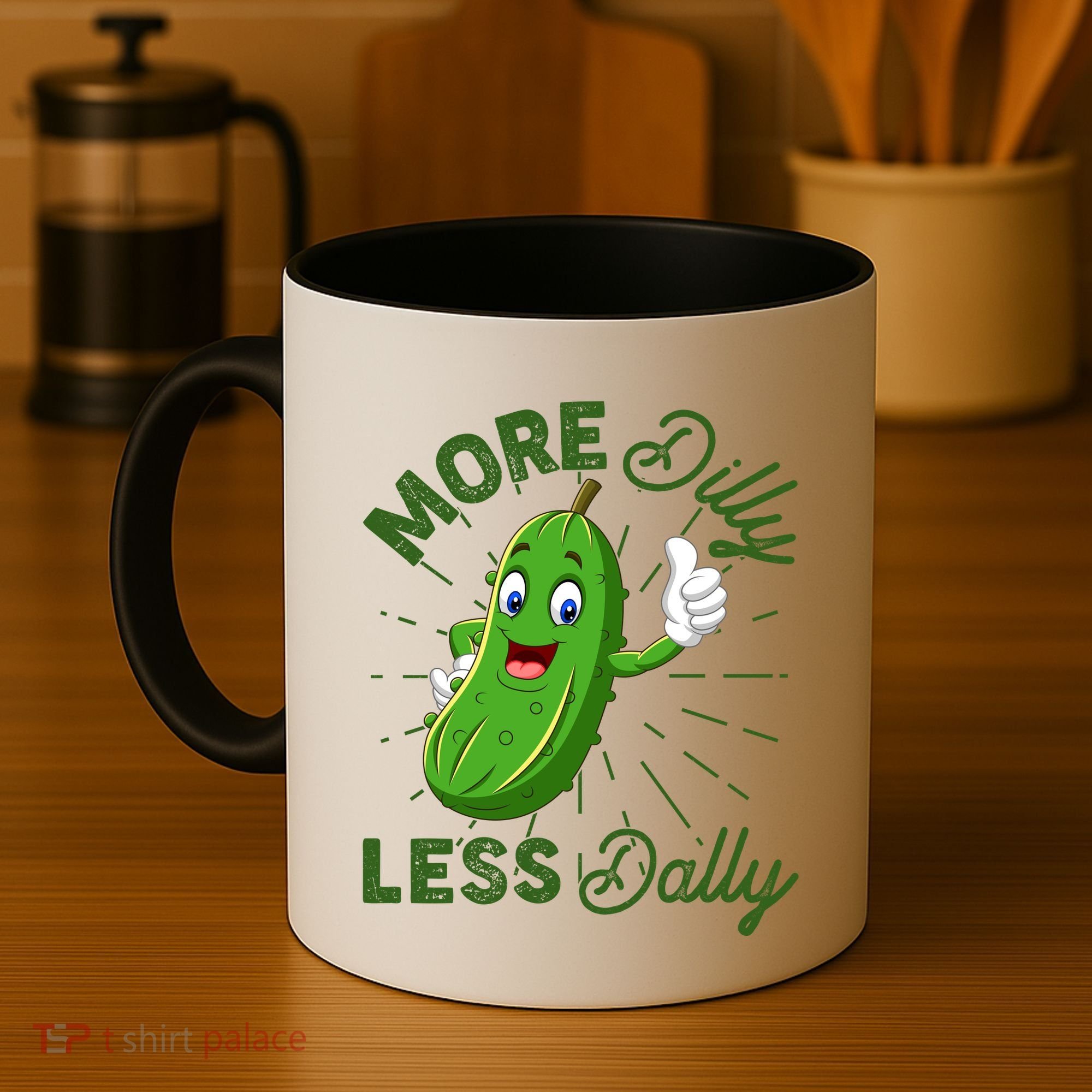 Funny Retro More Dilly Less Dally Pickle Coffee Mug
