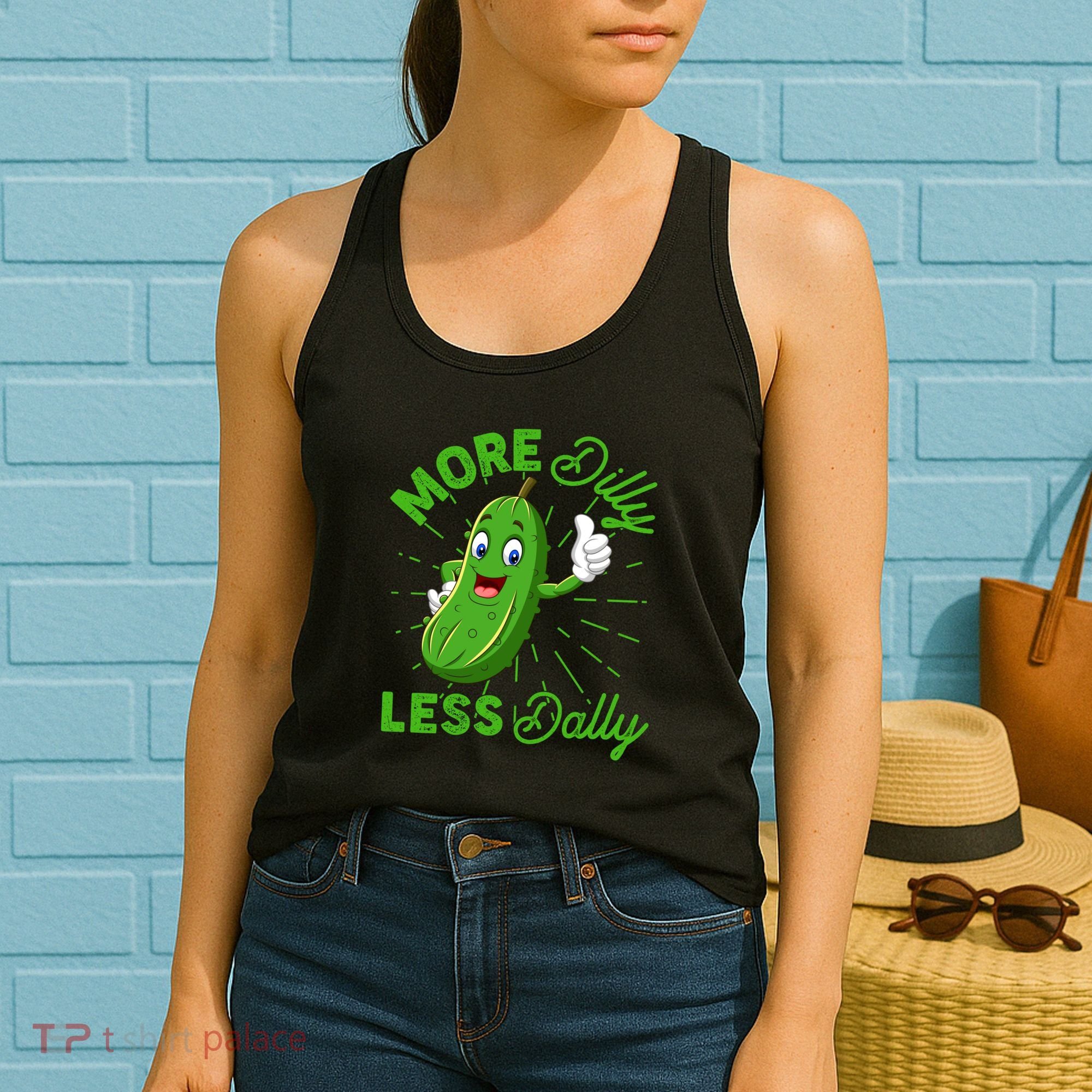 Funny Retro More Dilly Less Dally Pickle Women's Tank Top