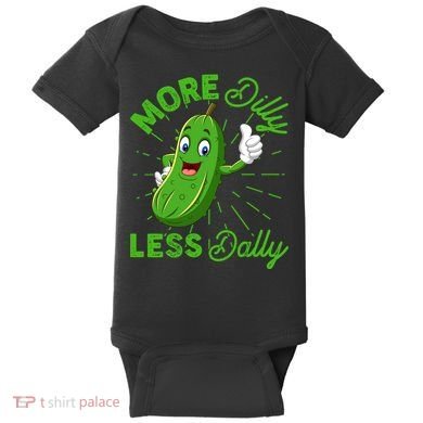 Funny Retro More Dilly Less Dally Pickle Baby Bodysuit