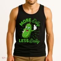 Funny Retro More Dilly Less Dally Pickle Tank Top thumb 3