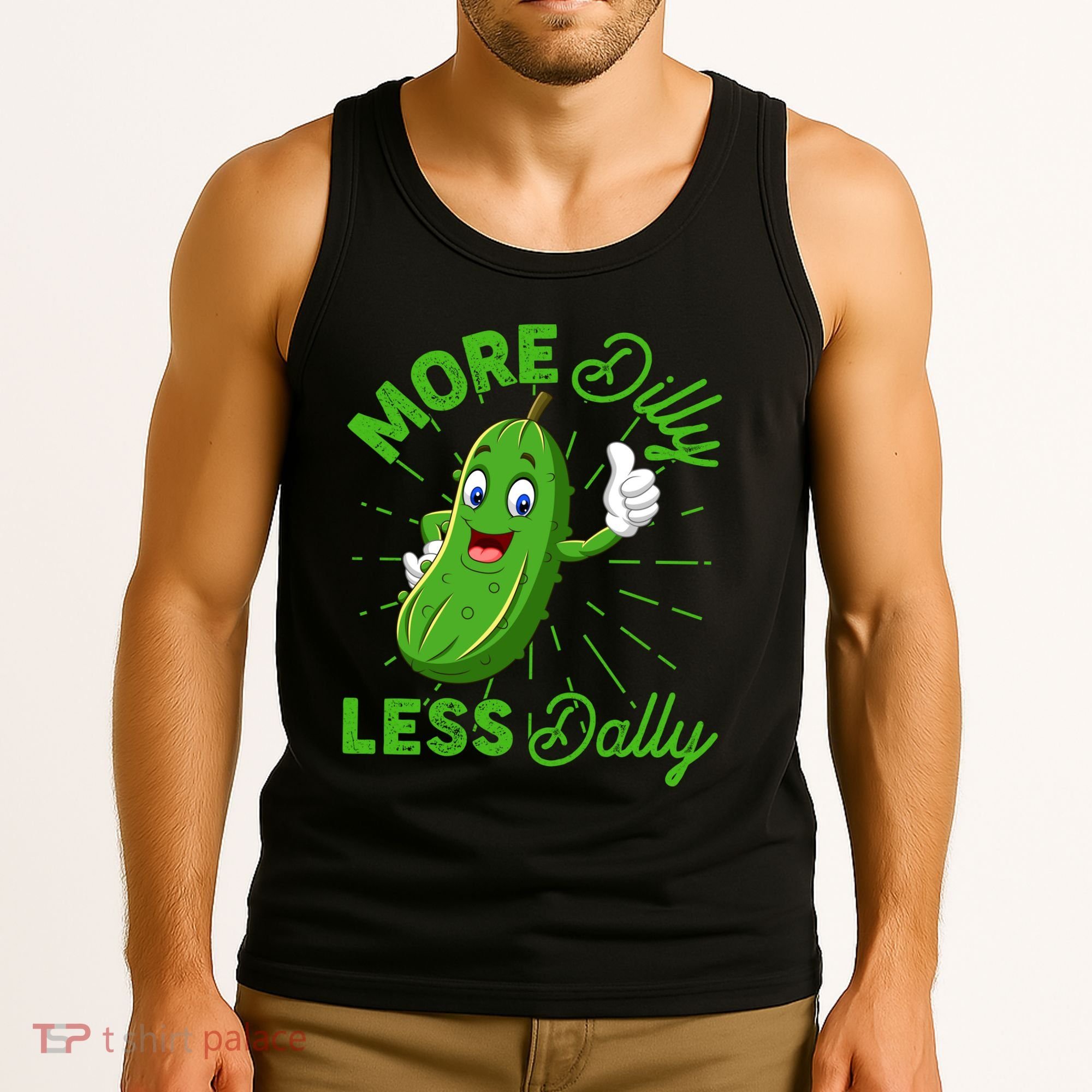 Funny Retro More Dilly Less Dally Pickle Tank Top