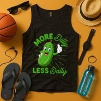 Funny Retro More Dilly Less Dally Pickle Tank Top thumb 4