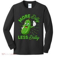 Funny Retro More Dilly Less Dally Pickle Kids Long Sleeve Shirt thumb 0