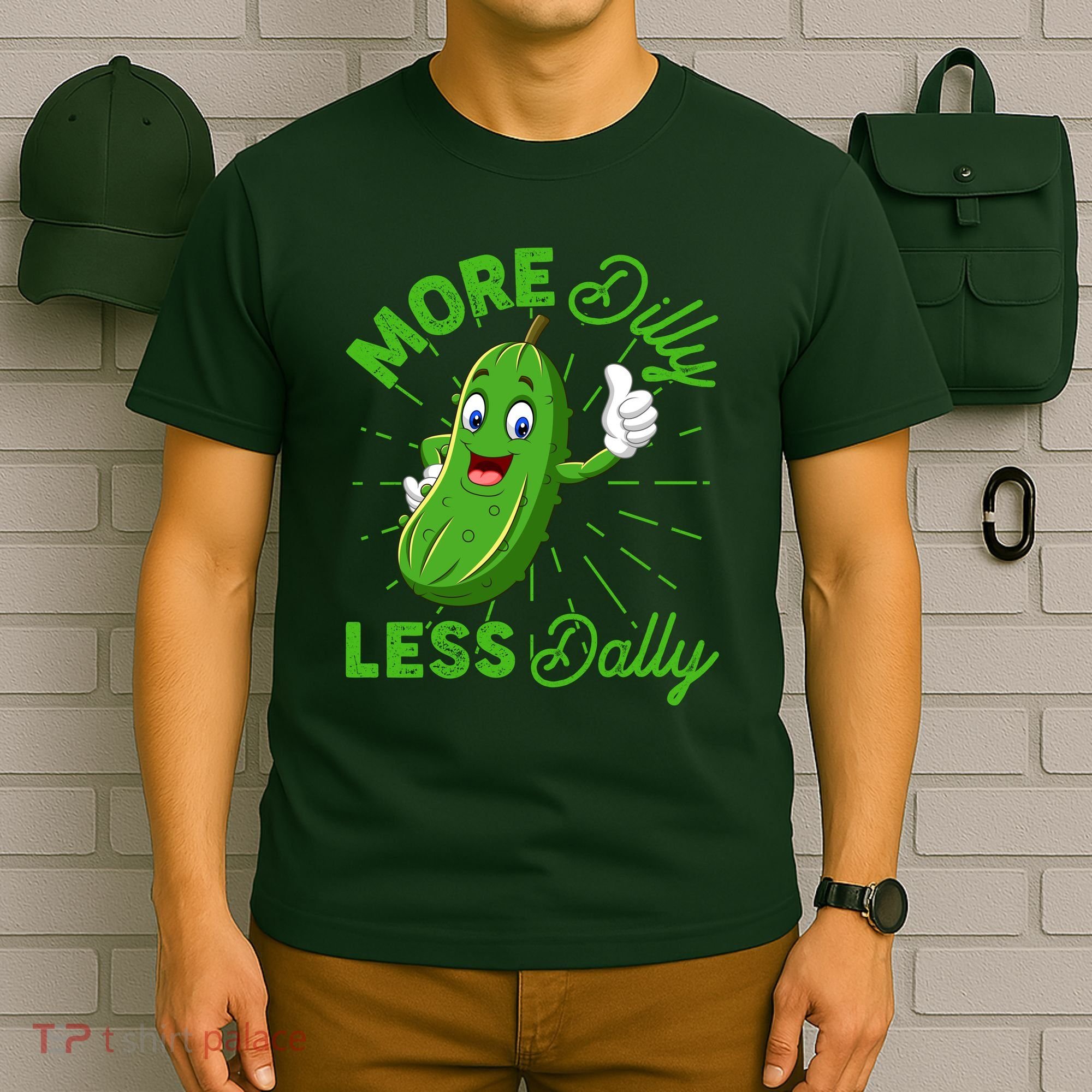 Funny Retro More Dilly Less Dally Pickle T-Shirt