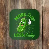 Funny Retro More Dilly Less Dally Pickle Coaster thumb 0