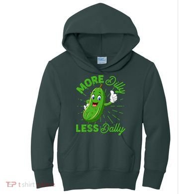 Funny Retro More Dilly Less Dally Pickle Kids Hoodie