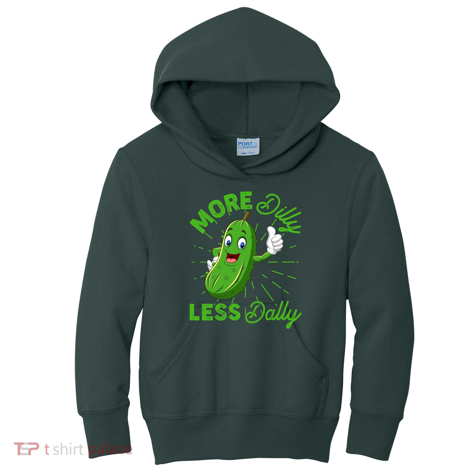 Funny Retro More Dilly Less Dally Pickle Kids Hoodie