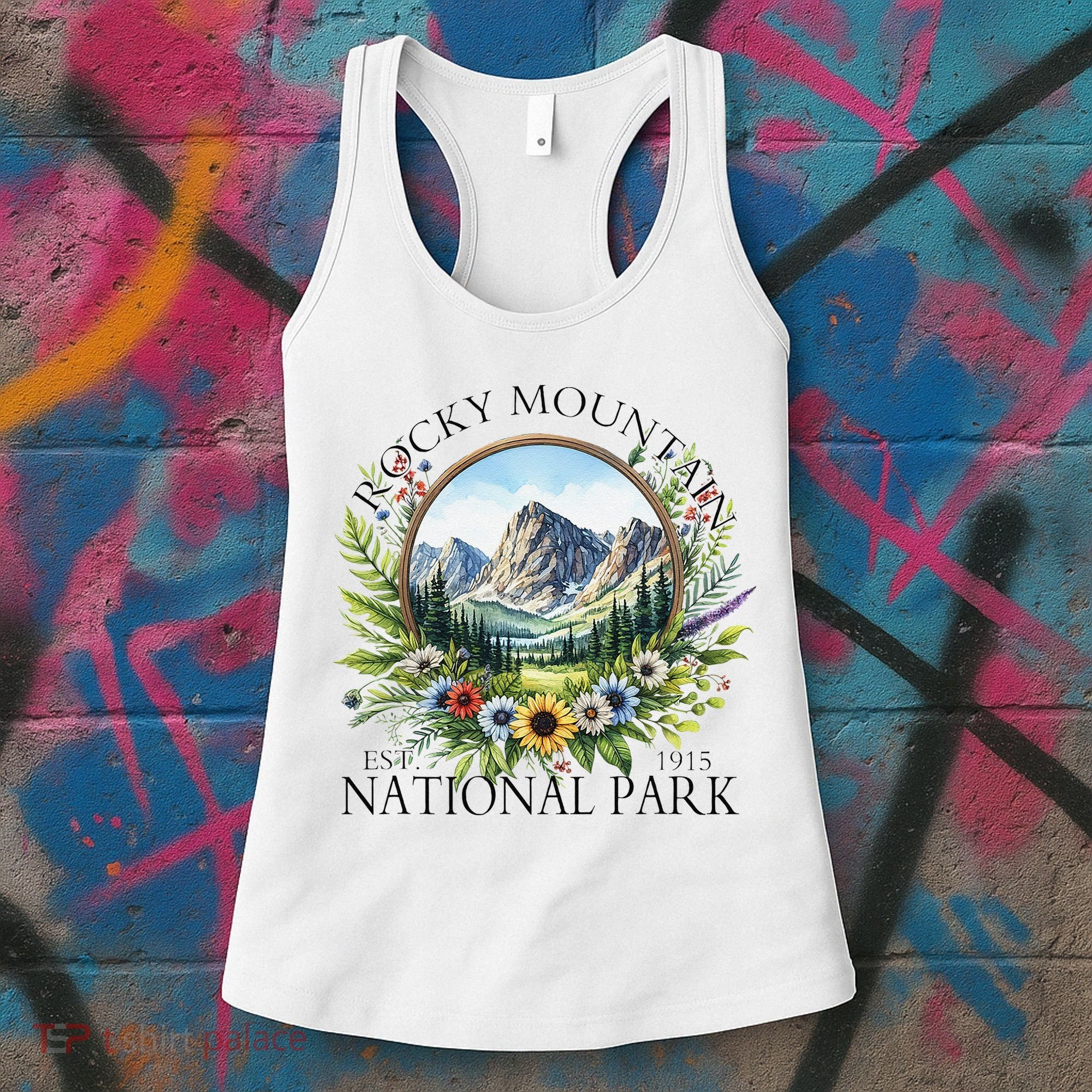 Floral Rocky Mountain National Park Hiking Camping Outdoor Women's Tank Top