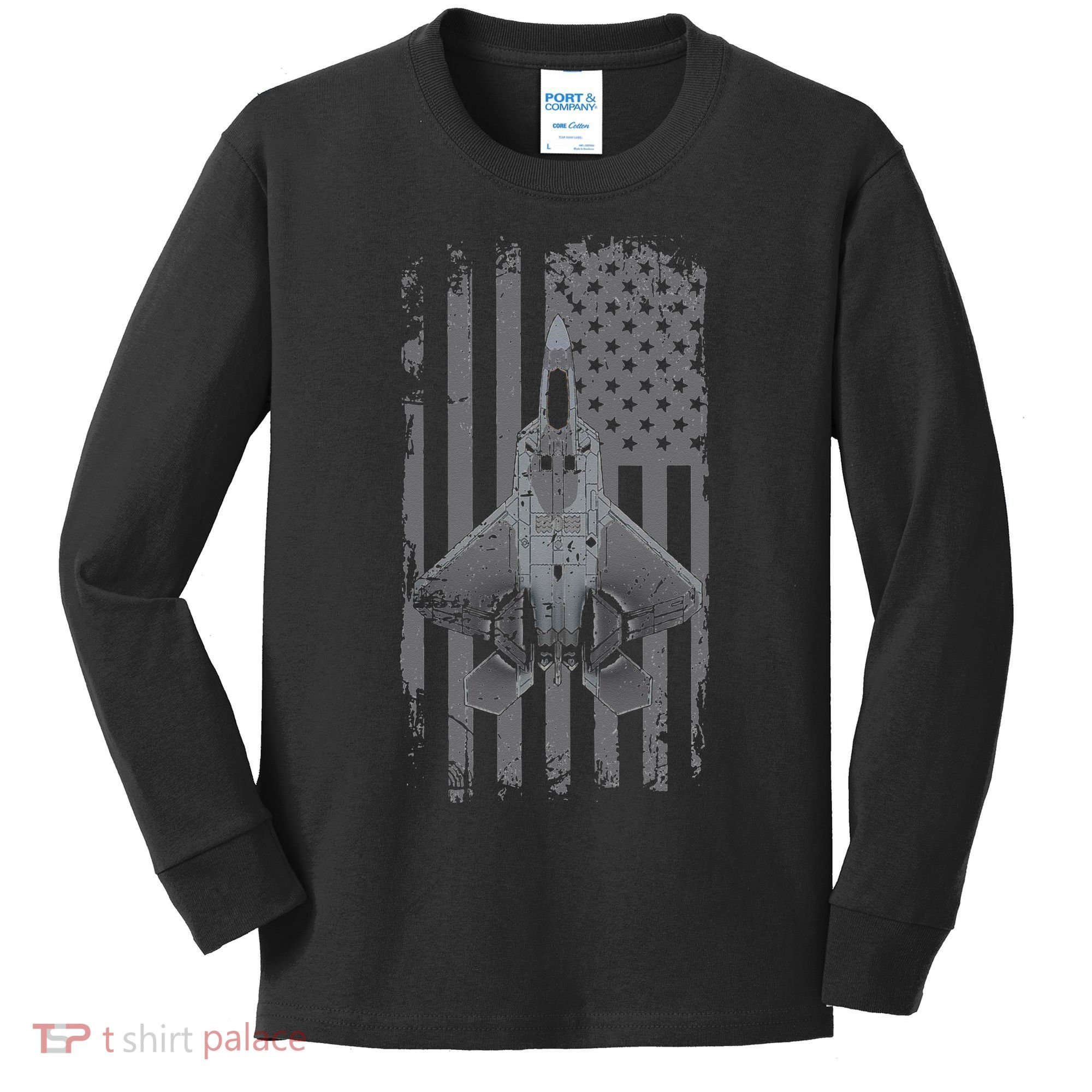 F22 Raptor Military Pilot Kids Long Sleeve Shirt