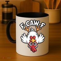 Funny Rooster Meme F-Caw-F Coffee Mug thumb 4
