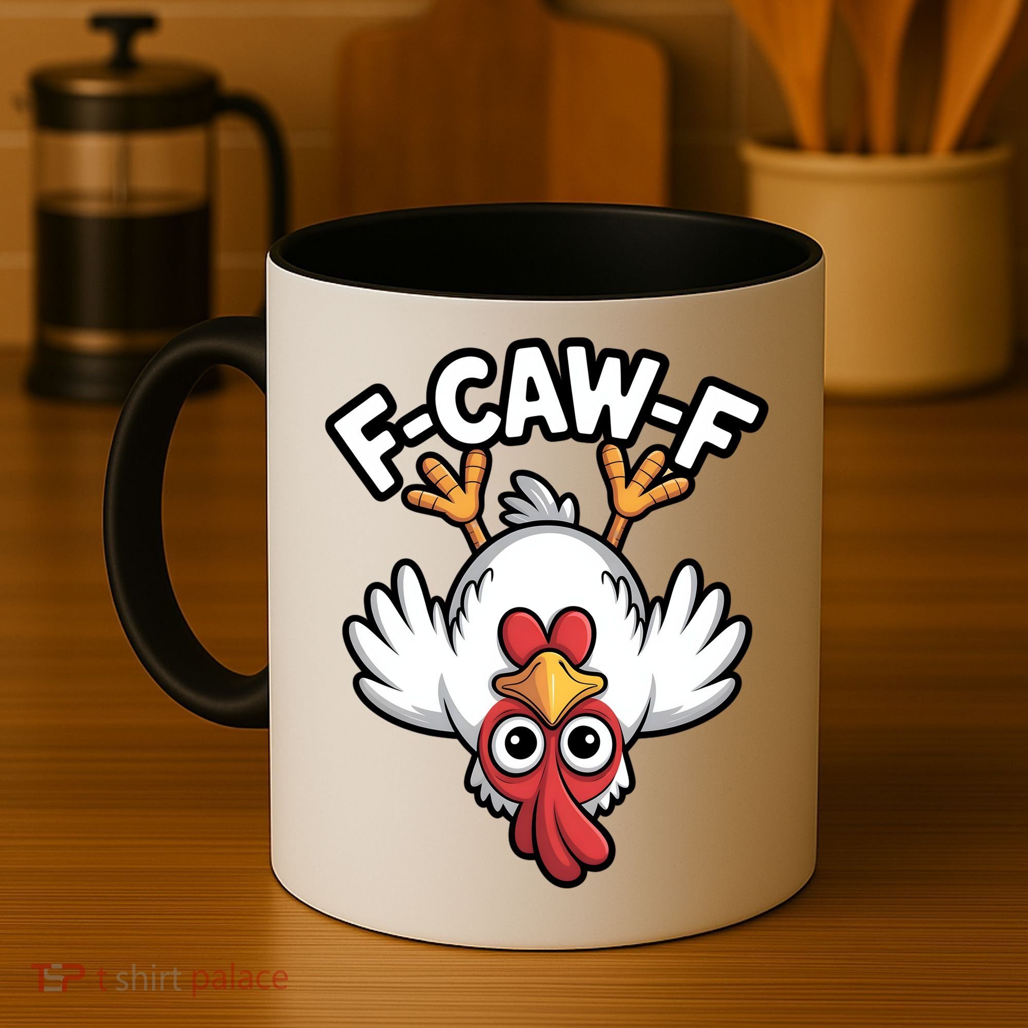 Funny Rooster Meme F-Caw-F Coffee Mug