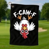 Funny Rooster Meme F-Caw-F Golf Towel thumb 1