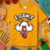 Funny Rooster Meme F-Caw-F Kids T-Shirt thumb 3