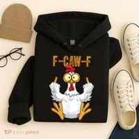 F-Caw-F Rooster Meme Middle Finger Chicken Funny Hoodie thumb 4