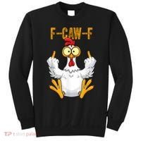 F-Caw-F Rooster Meme Middle Finger Chicken Funny Sweatshirt thumb 0