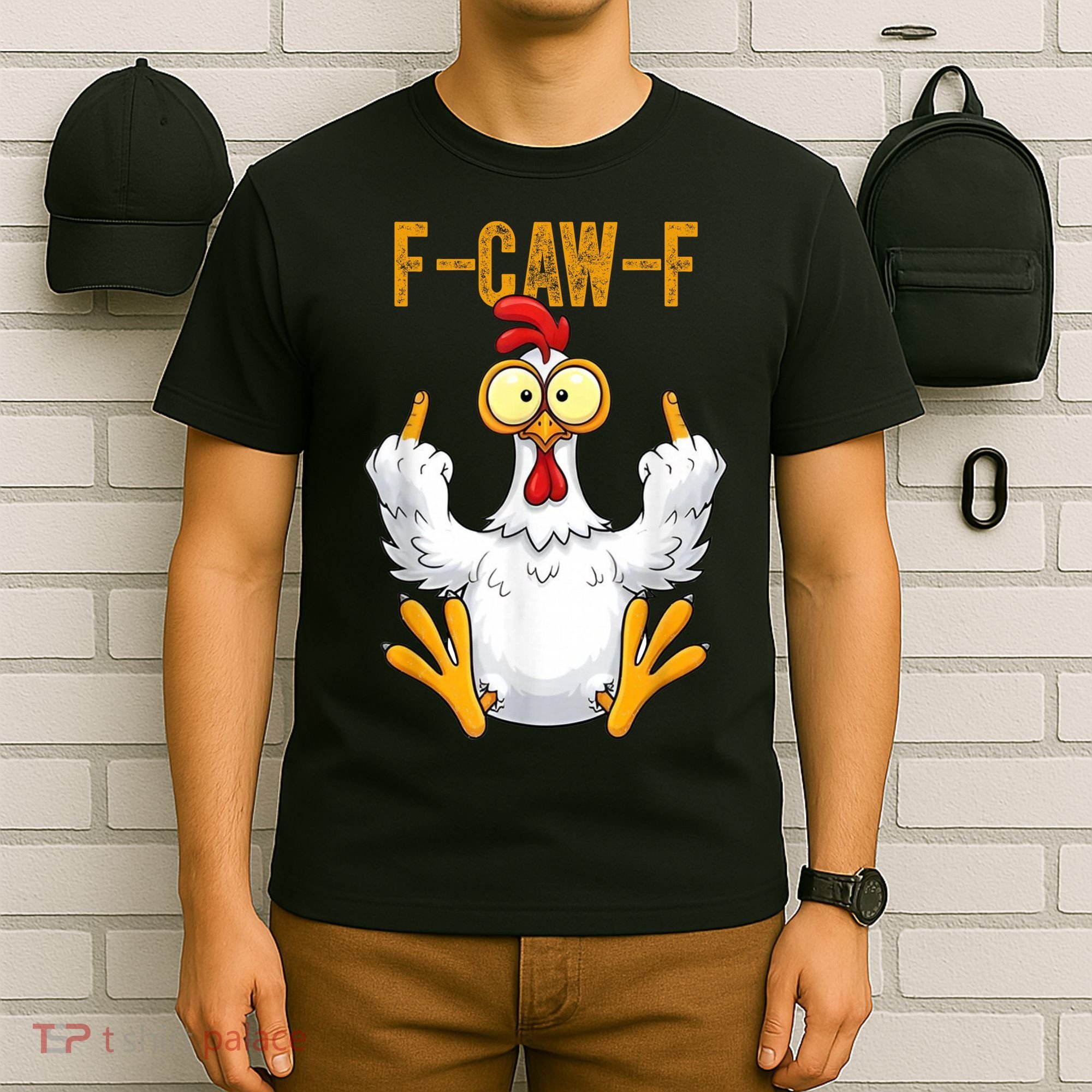F-Caw-F Rooster Meme Middle Finger Chicken Funny T-Shirt