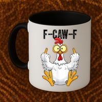 F-Caw-F Rooster Meme Middle Finger Chicken Funny Coffee Mug thumb 2