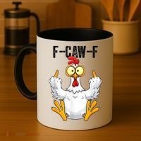F-Caw-F Rooster Meme Middle Finger Chicken Funny Coffee Mug thumb 4