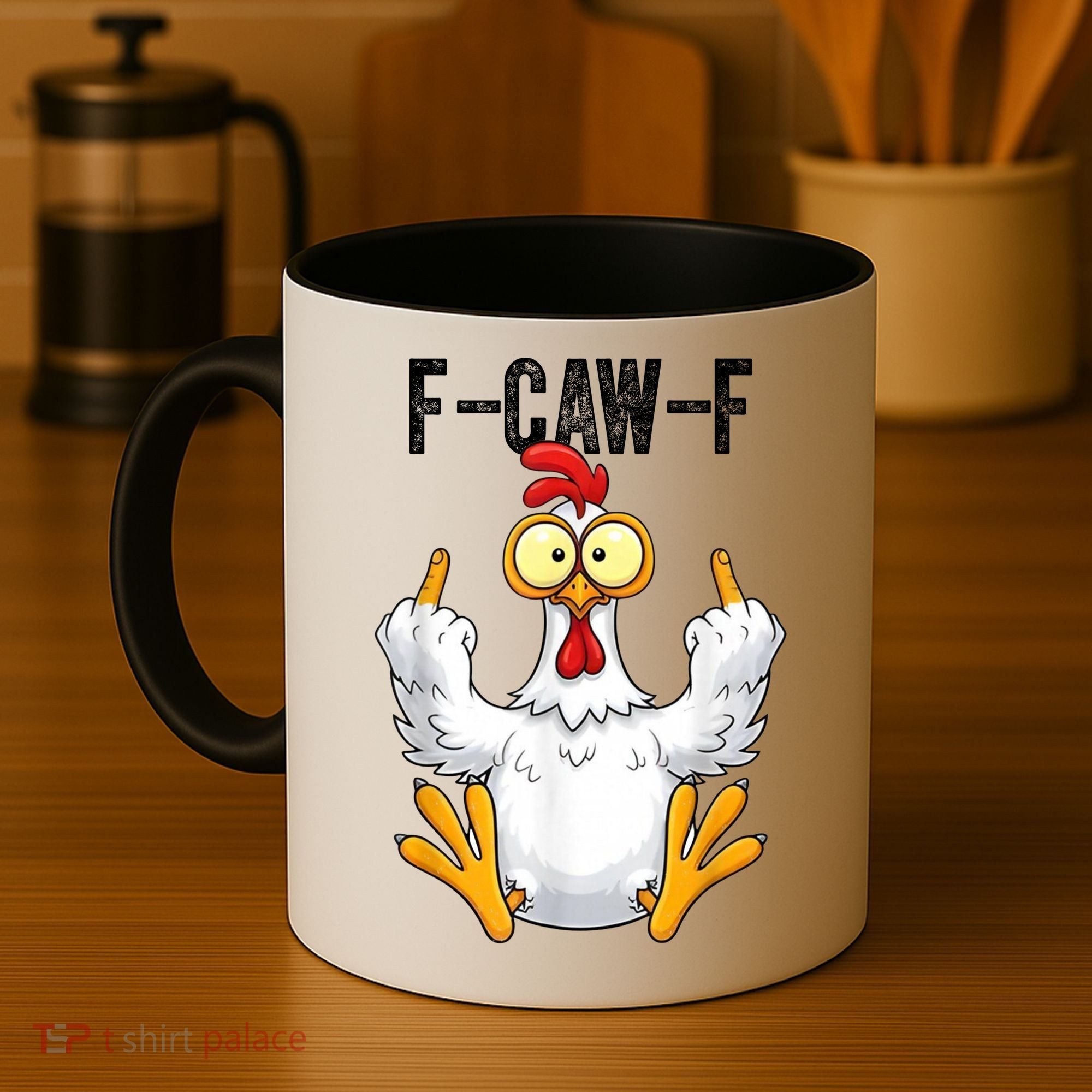 F-Caw-F Rooster Meme Middle Finger Chicken Funny Coffee Mug