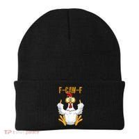 F-Caw-F Rooster Meme Middle Finger Chicken Funny Beanie thumb 0