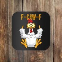 F-Caw-F Rooster Meme Middle Finger Chicken Funny Coaster thumb 0