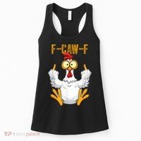 F-Caw-F Rooster Meme Middle Finger Chicken Funny Women's Tank Top thumb 0