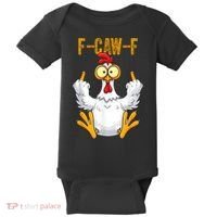 F-Caw-F Rooster Meme Middle Finger Chicken Funny Baby Bodysuit thumb 0