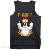 F-Caw-F Rooster Meme Middle Finger Chicken Funny Tank Top thumb 0