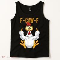F-Caw-F Rooster Meme Middle Finger Chicken Funny Tank Top thumb 2