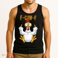F-Caw-F Rooster Meme Middle Finger Chicken Funny Tank Top thumb 3