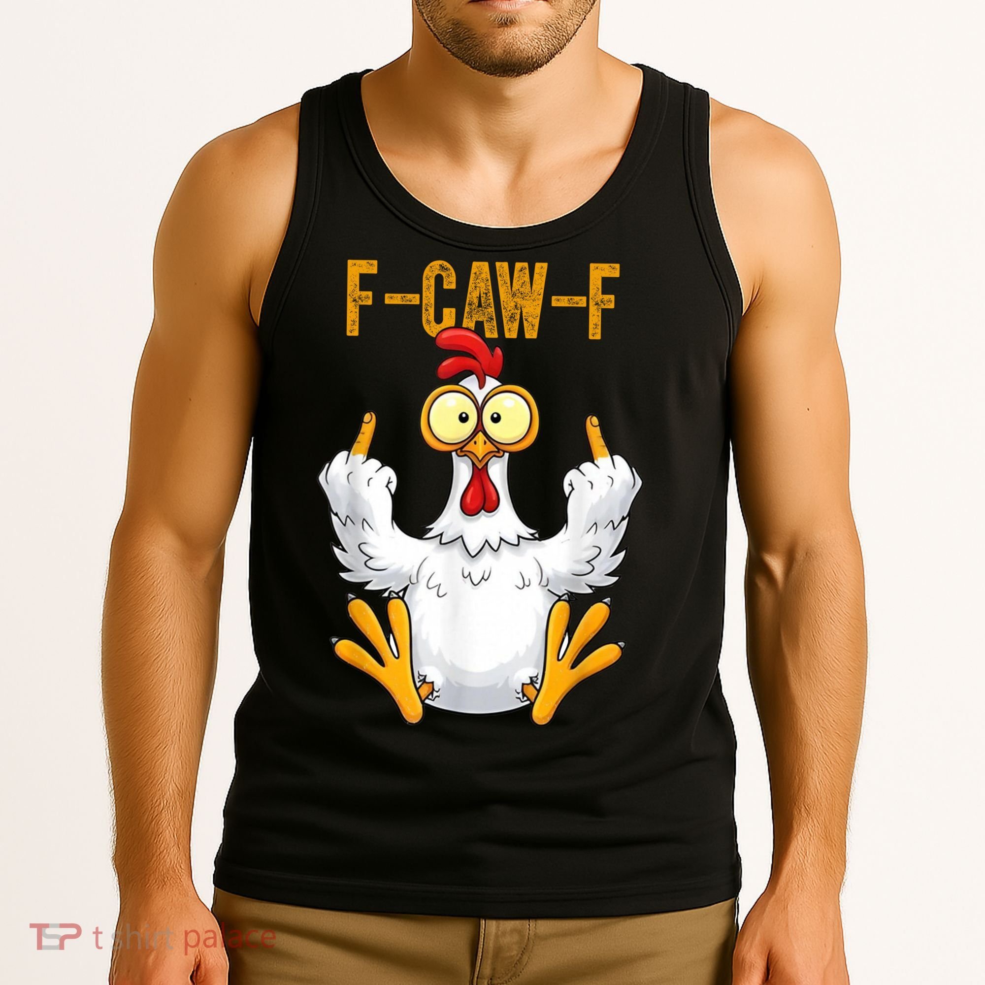 F-Caw-F Rooster Meme Middle Finger Chicken Funny Tank Top