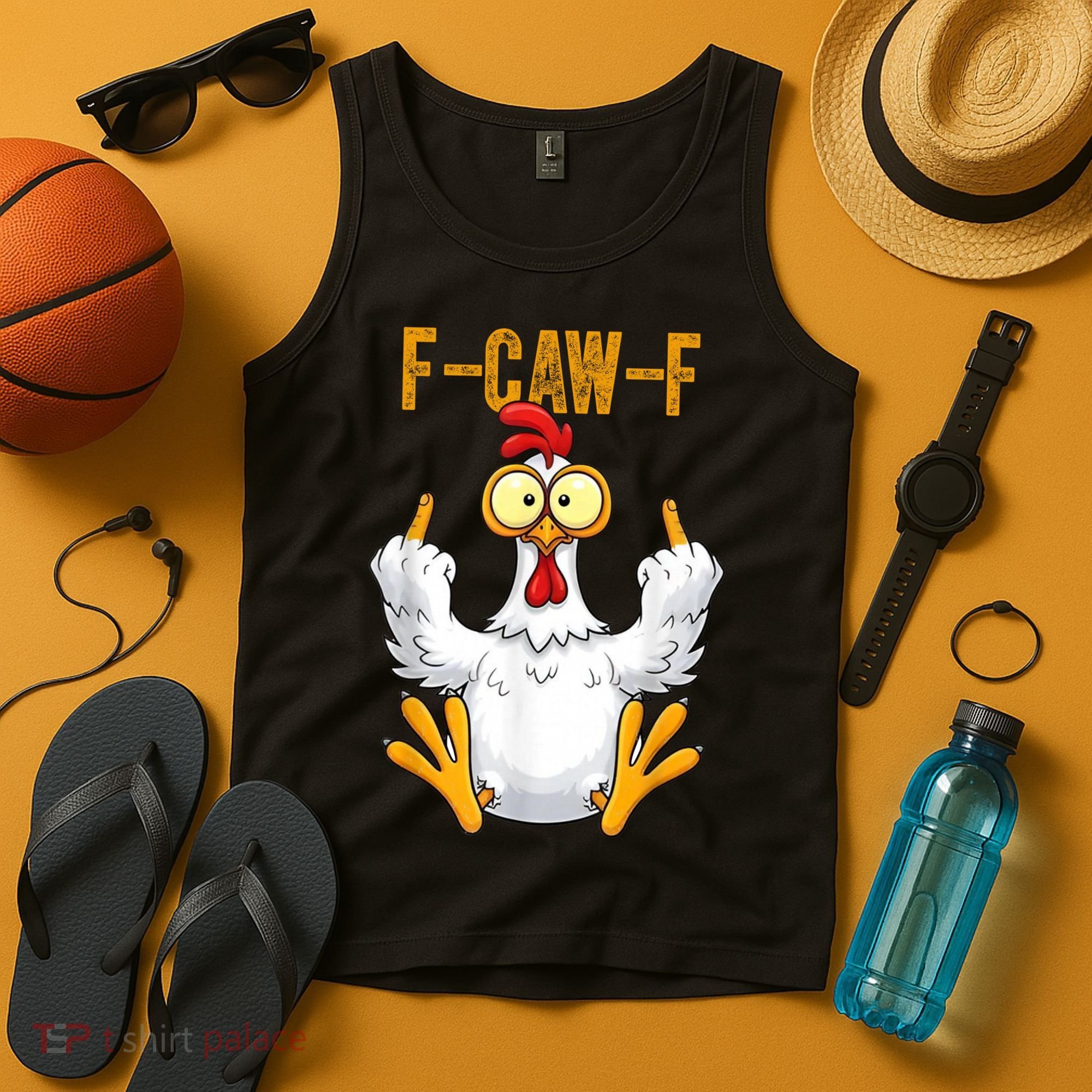 F-Caw-F Rooster Meme Middle Finger Chicken Funny Tank Top
