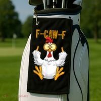F-Caw-F Rooster Meme Middle Finger Chicken Funny Golf Towel thumb 2