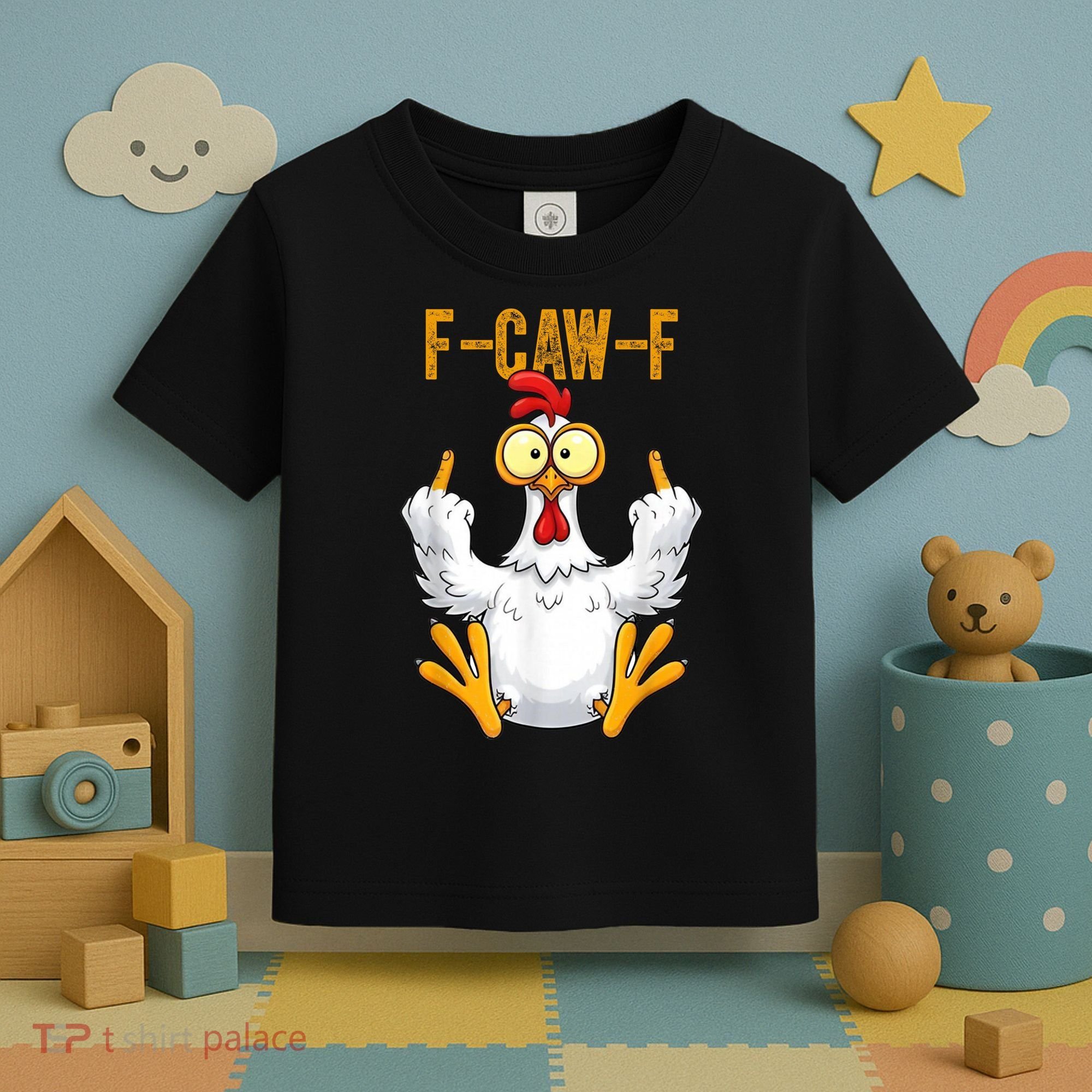 F-Caw-F Rooster Meme Middle Finger Chicken Funny Toddler T-Shirt