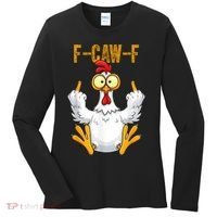 F-Caw-F Rooster Meme Middle Finger Chicken Funny Women's Long Sleeve Shirt thumb 0