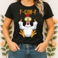 F-Caw-F Rooster Meme Middle Finger Chicken Funny Women's T-Shirt thumb 2