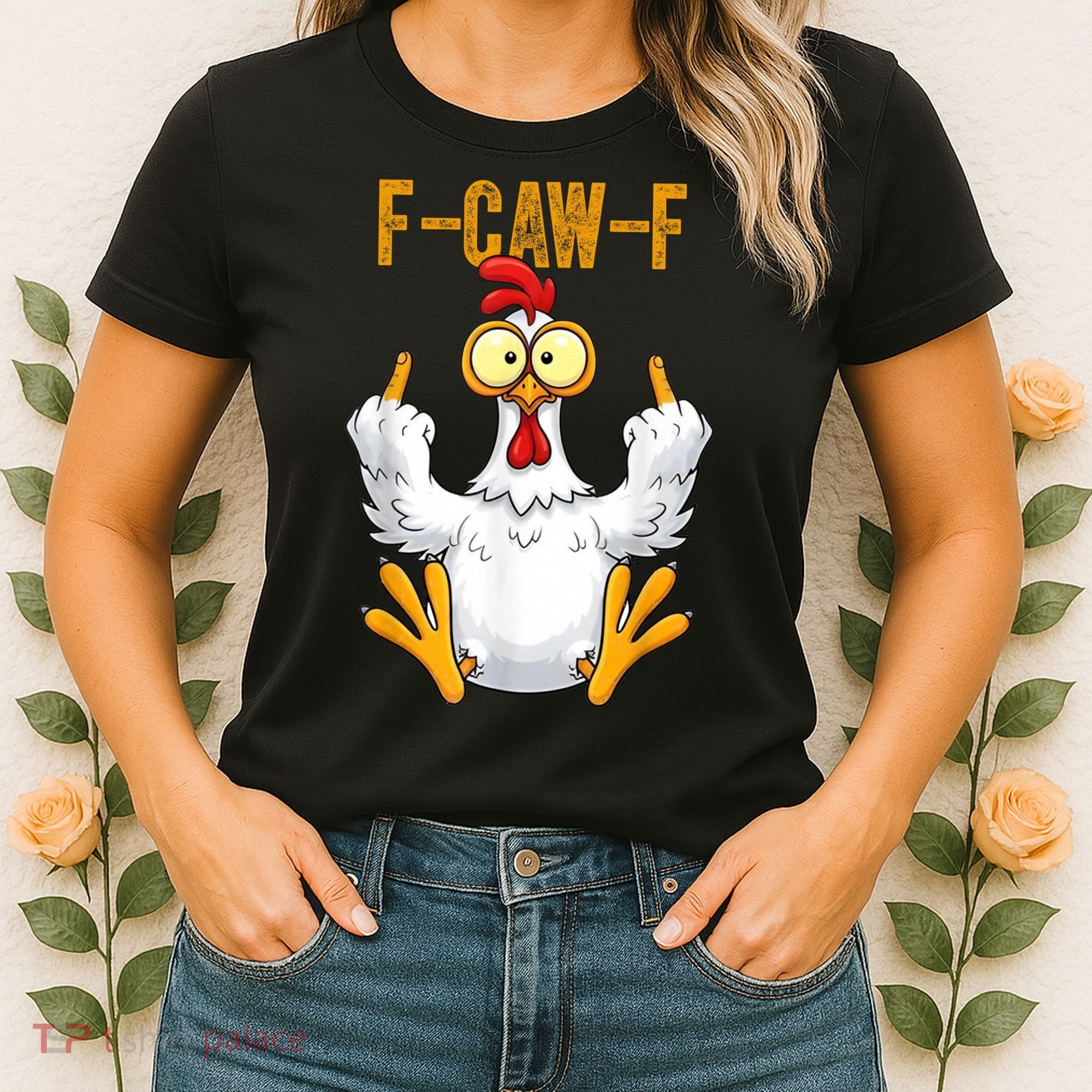 F-Caw-F Rooster Meme Middle Finger Chicken Funny Women's T-Shirt