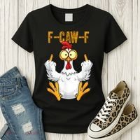 F-Caw-F Rooster Meme Middle Finger Chicken Funny Women's T-Shirt thumb 3