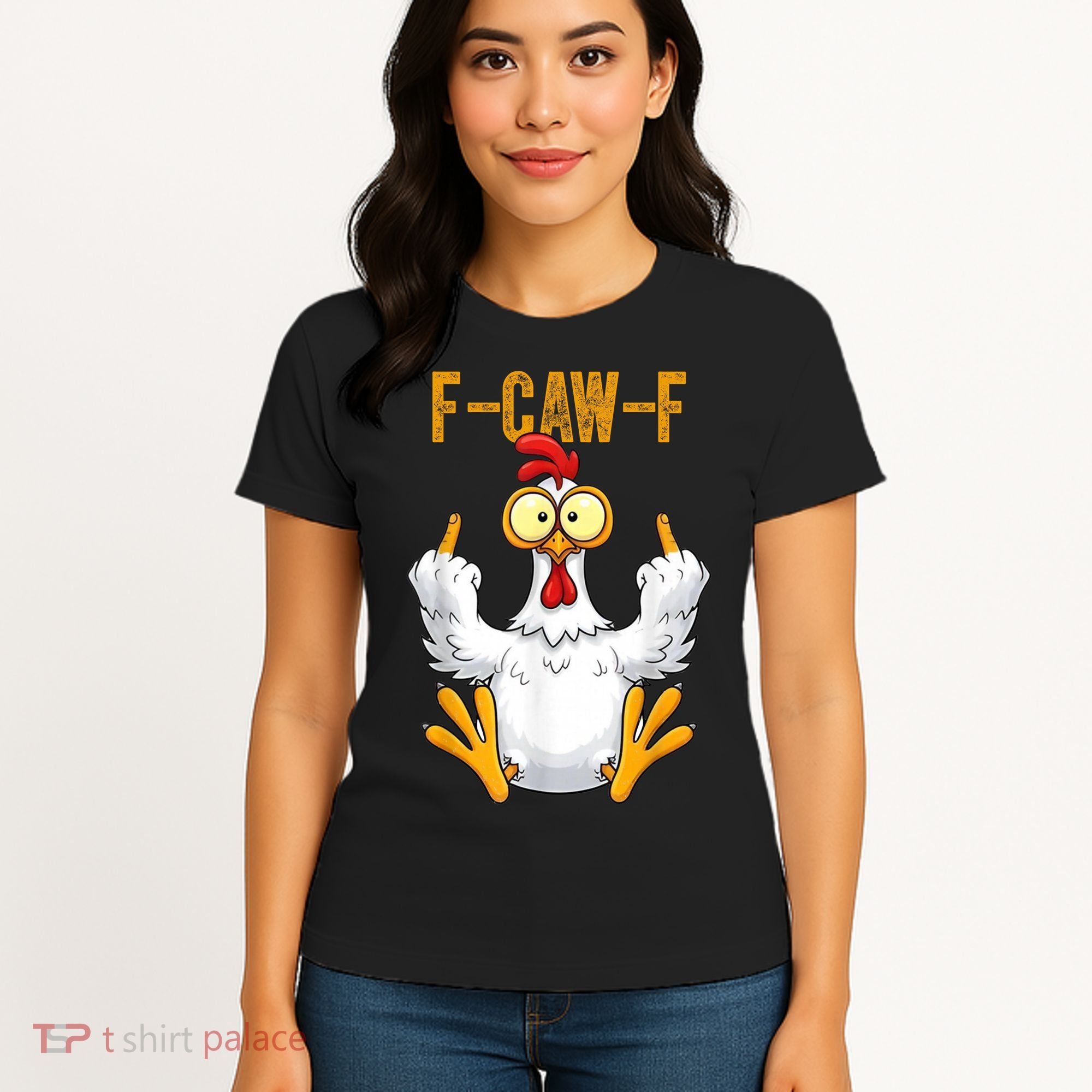 F-Caw-F Rooster Meme Middle Finger Chicken Funny Women's T-Shirt