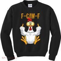 F-Caw-F Rooster Meme Middle Finger Chicken Funny Kids Sweatshirt thumb 0