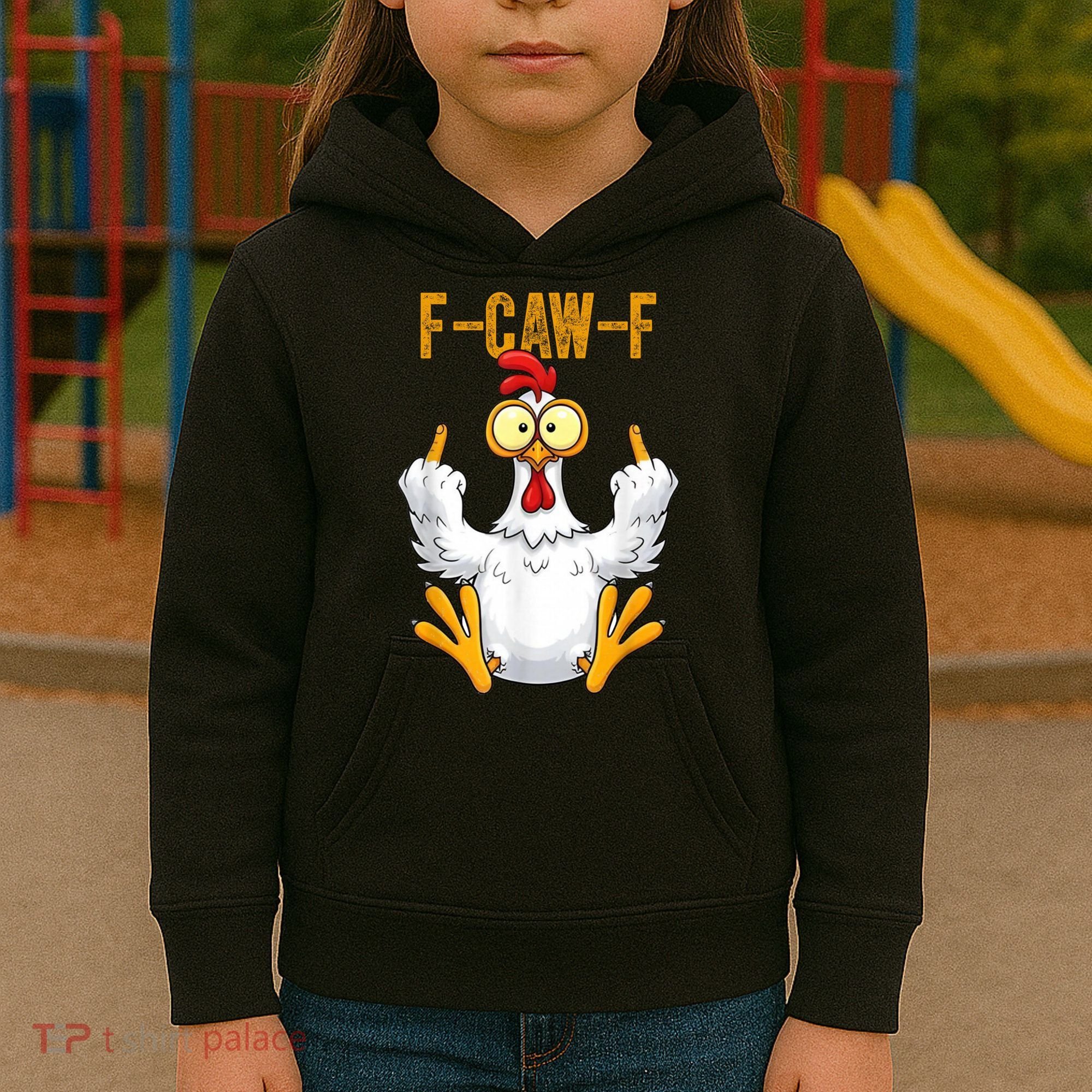 F-Caw-F Rooster Meme Middle Finger Chicken Funny Kids Hoodie