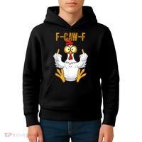 F-Caw-F Rooster Meme Middle Finger Chicken Funny Kids Hoodie thumb 4